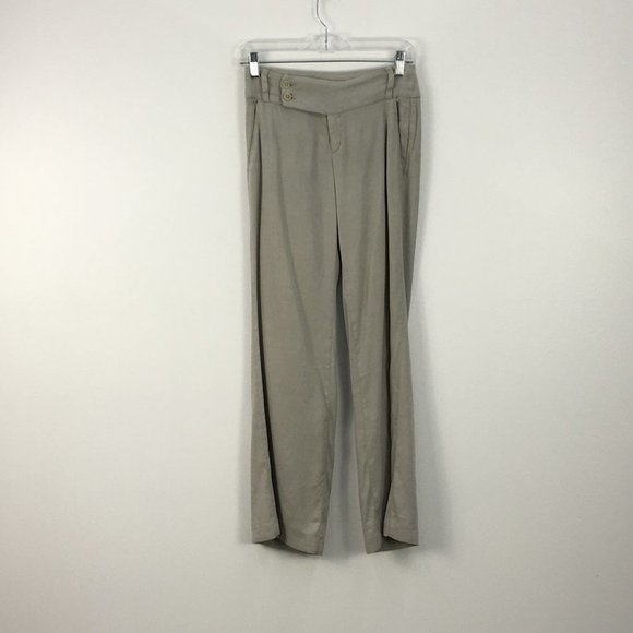 Transit Par-Such Tan Linen Wide Leg Flare Pants - Picture 1 of 4